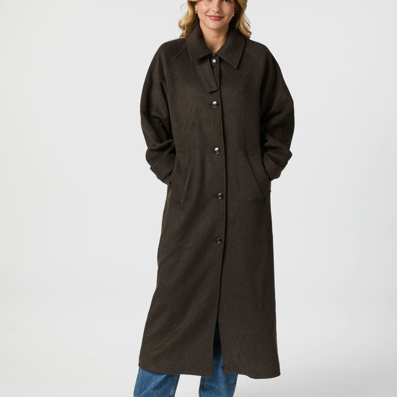 Neo Noir Keaton Wool Coat Chocolate Brown