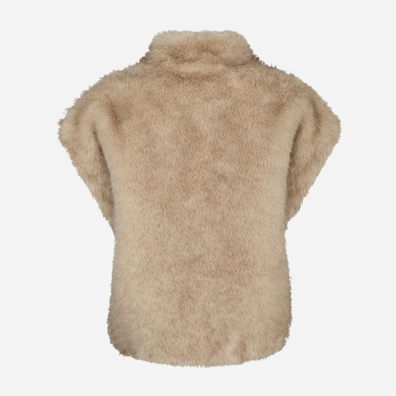 Neo Noir Kevini Faux Fur Vest Beige