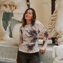 Neo Noir Lenida Faded Mesh Blouse Dusty Brown