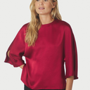 Neo Noir Liora Heavy Sateen Blouse Dark Red