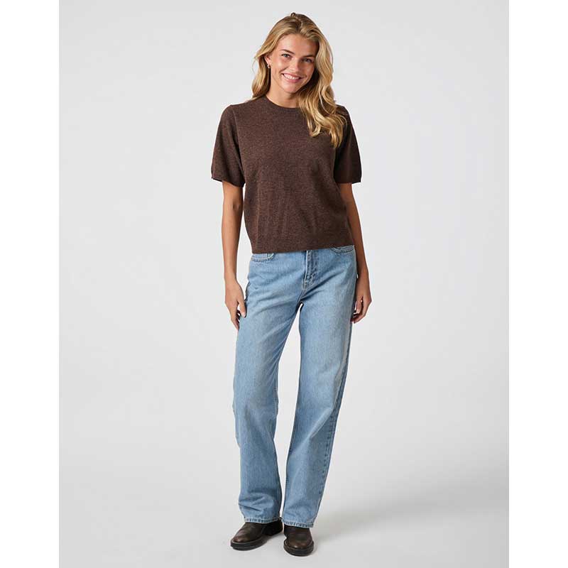 Neo Noir Missy Knit Tee Brown Melange - J BY J Fashion
