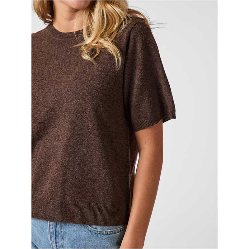 Neo Noir Missy Knit Tee Brown Melange - J BY J Fashion