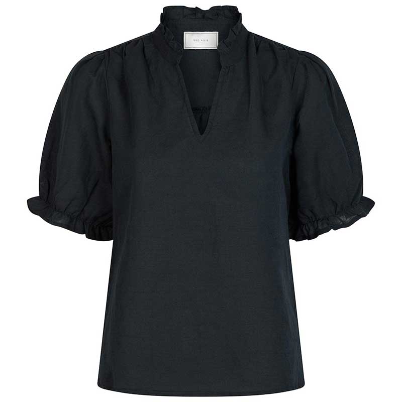 Neo Noir Odesa Linen Blouse Navy