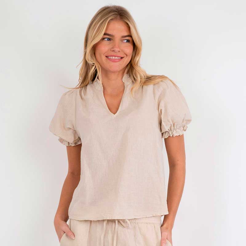 Neo Noir Odesa Linen Blouse Sand - J BY J Fashion