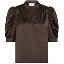 Neo Noir Roella Heavy Sateen Blouse Dark Brown