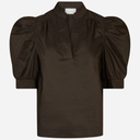 Neo Noir Roella Poplin Blouse Chocolate Brown