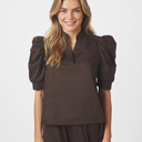Neo Noir Roella Poplin Blouse Chocolate Brown