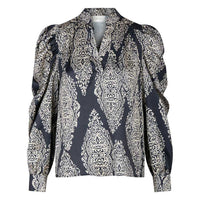 Neo Noir Rosslyn Paisley Drop Blouse Navy - J BY J Fashion