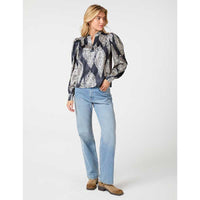 Neo Noir Rosslyn Paisley Drop Blouse Navy - J BY J Fashion