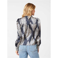 Neo Noir Rosslyn Paisley Drop Blouse Navy - J BY J Fashion