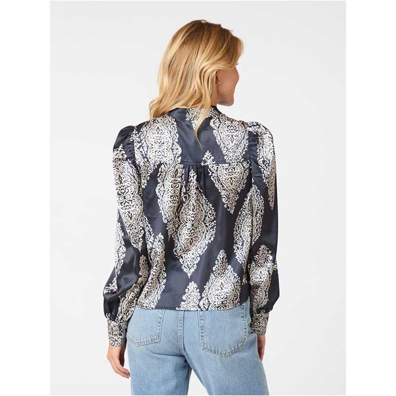 Neo Noir Rosslyn Paisley Drop Blouse Navy - J BY J Fashion