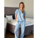 Neo Noir Sonar Linen Pants Lyseblå - J BY J Fashion