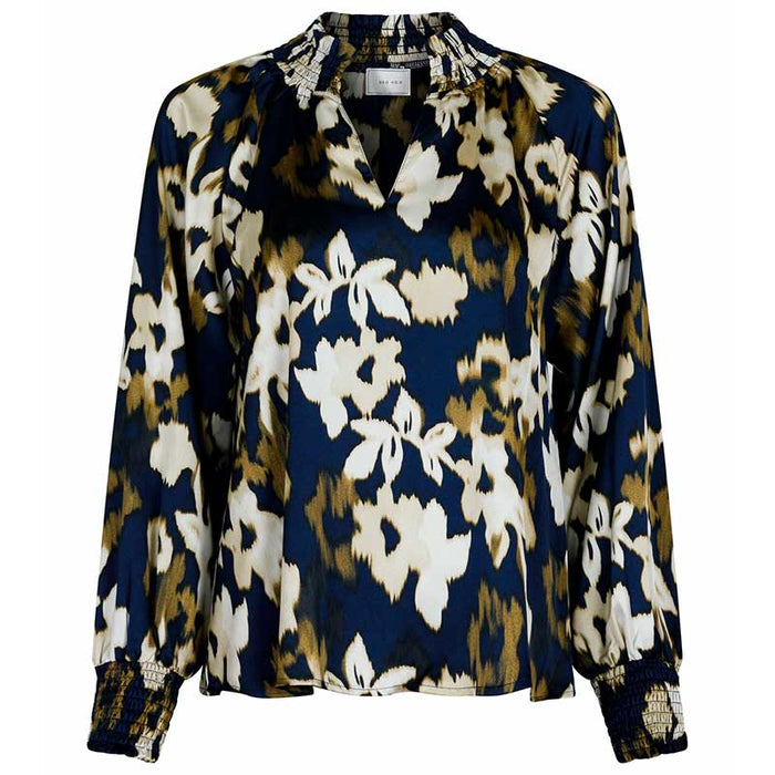 Neo Noir Stone Faded Fall Blouse Navy
