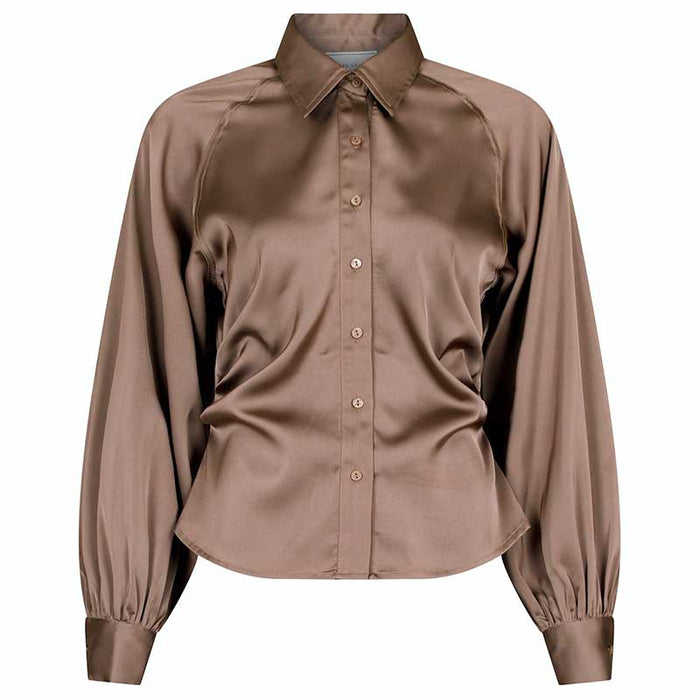 Neo Noir Susannah Sateen Shirt Brun