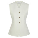 Neo Noir Sway Smooth Knit Waistcoat Off White