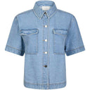 Neo Noir Tiki Denim Shirt Smoke Blue