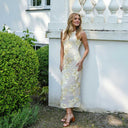 Neo Noir Tiranna Big Flower Mesh Dress Light Yellow