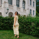 Neo Noir Tiranna Big Flower Mesh Dress Light Yellow