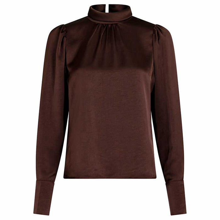 Neo Noir Toria Heavy Sateen Blouse Brun