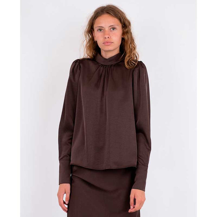 Neo Noir Toria Heavy Sateen Blouse Brun