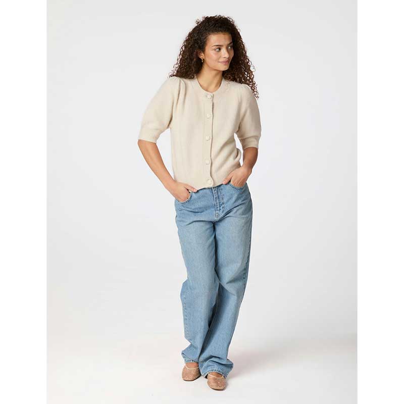 Neo Noir Trudy Deco Knit Cardigan Ivory