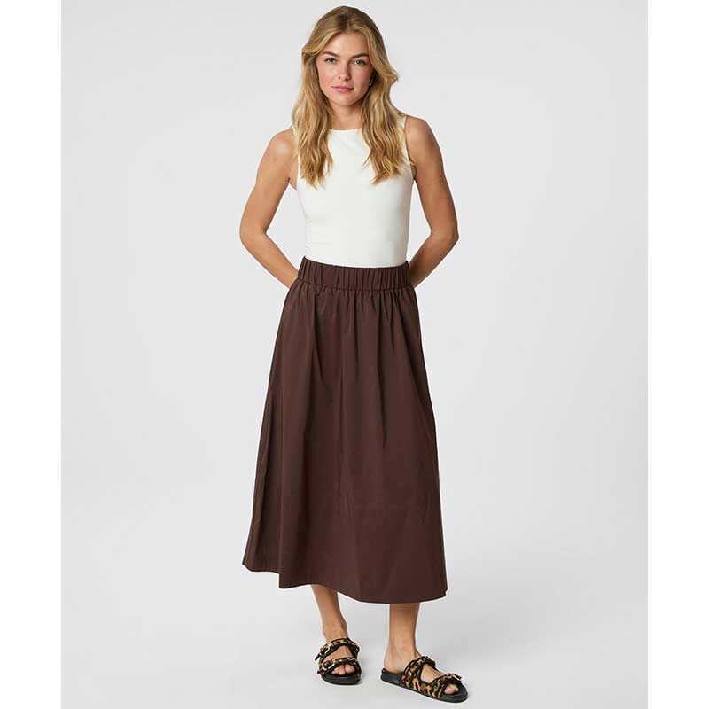 Neo Noir Yara Poplin Skirt Dark Brown