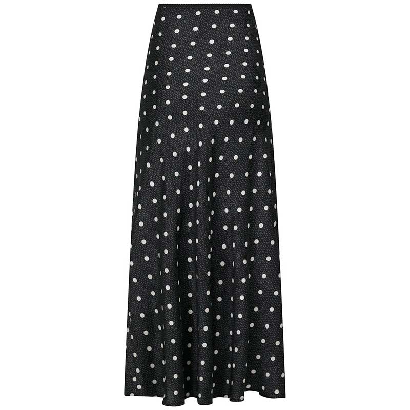 Neo Noir Lola Retro Dot Long Skirt Black - J BY J Fashion