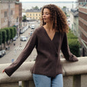 Neo Noir Marie Louise Knit Cardigan Brown Melange