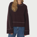Neo Noir Roeme Knit Stitch Blouse Wine
