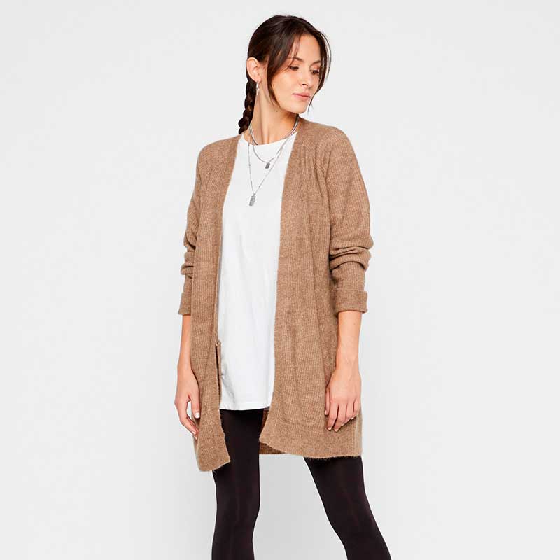 PIECES PCELLEN LS LONG KNIT CARDIGAN NOOS BC SAND