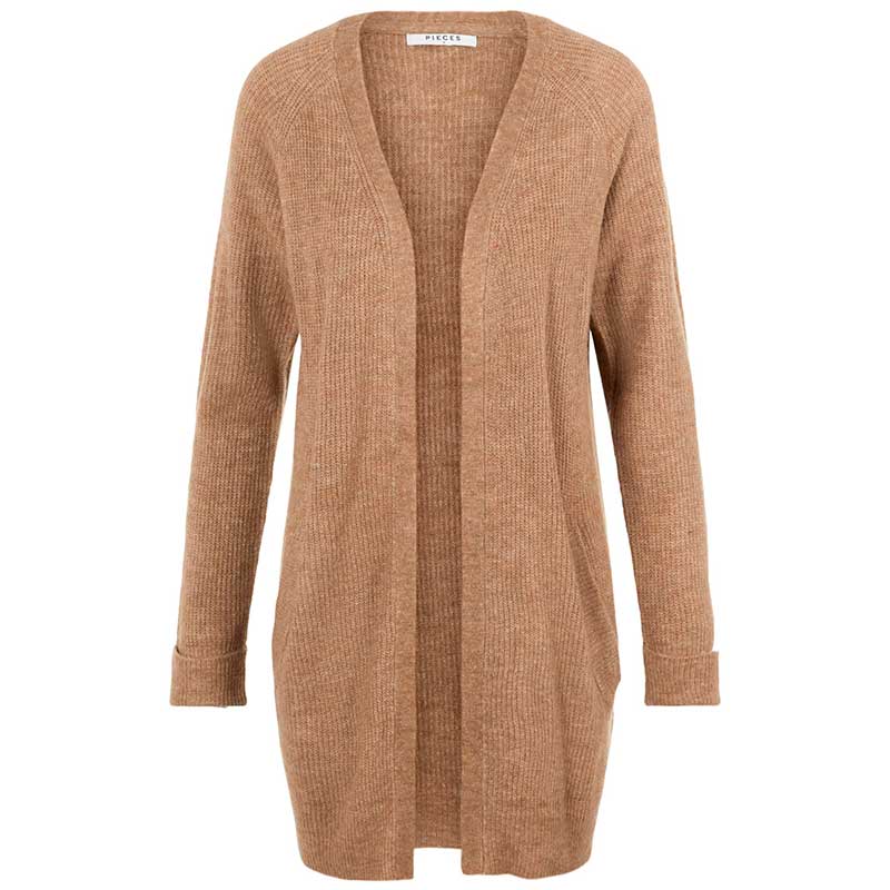 PIECES PCELLEN LS LONG KNIT CARDIGAN NOOS BC SAND