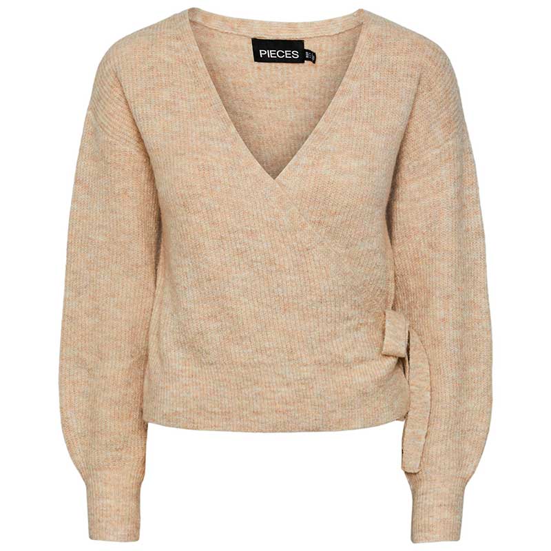 PIECES PCELLEN LS WRAP KNIT CARDIGAN NOOS BC LYS SAND