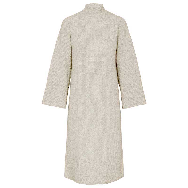 PIECES PCJADE LS OVERSIZED HIGH NECK KNIT DRESS BC SAND