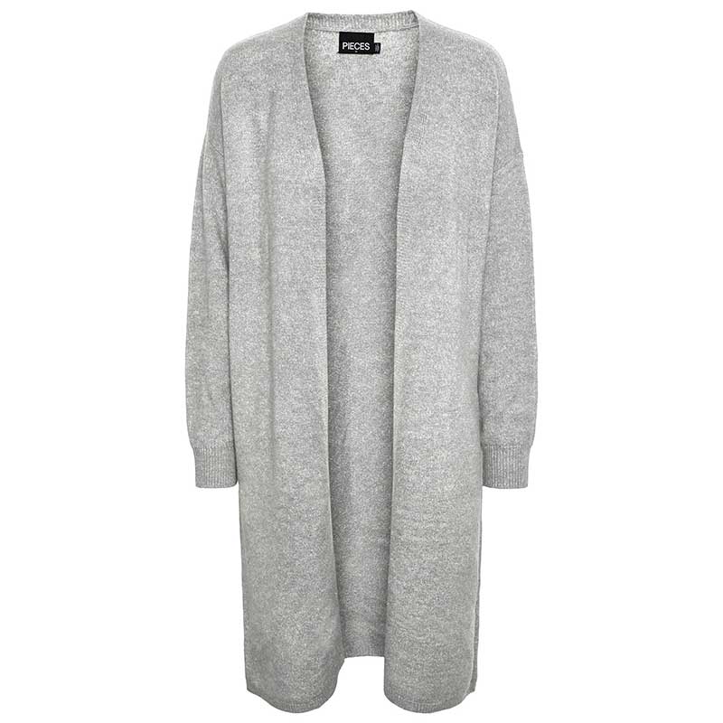 PIECES PCJULIANA LS LONG KNIT CARDIGAN NOOS CP LYSEGRÅ