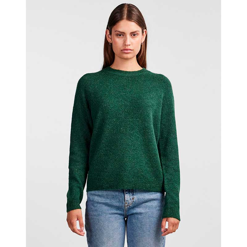 PIECES PCJULIANA LS O-NECK KNIT NOOS BC MØRKEGRØN