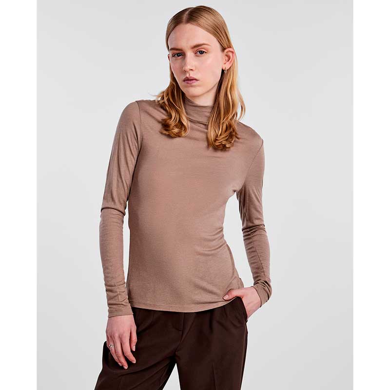 PIECES PCLUX WOOL LS TURTLENECK TOP SAND