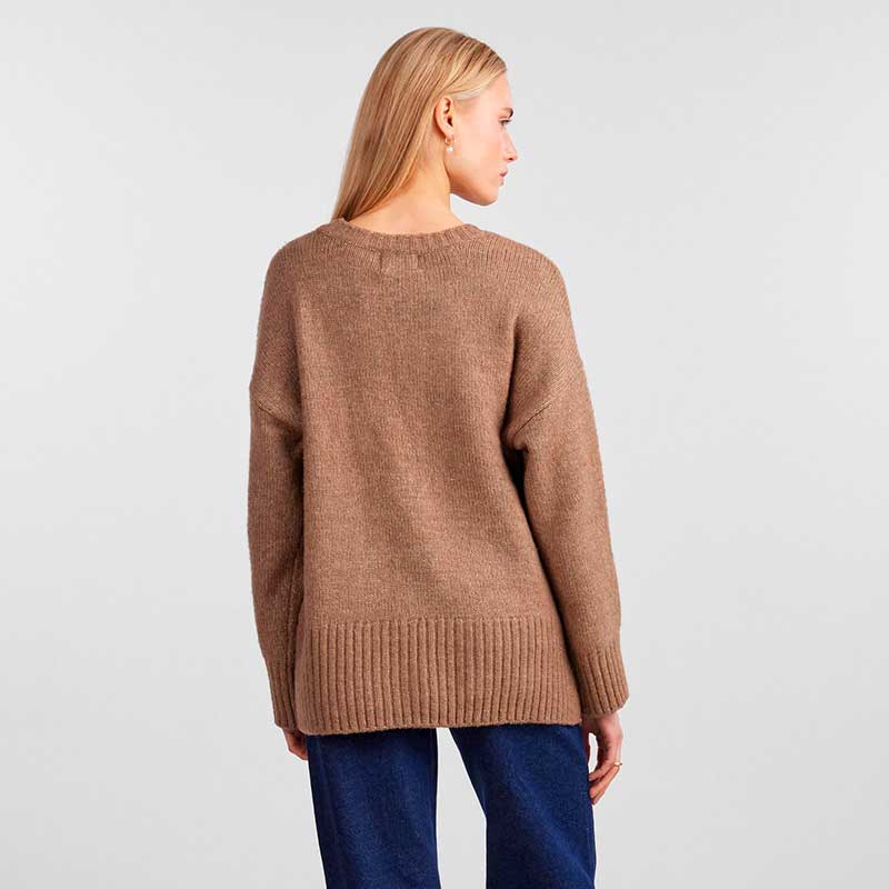 PIECES PCNANCY LS LOOSE O-NECK KNIT NOOS BC SAND