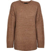 PIECES PCNANCY LS LOOSE O-NECK KNIT NOOS BC SAND