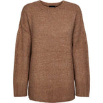 PIECES PCNANCY LS LOOSE O-NECK KNIT NOOS BC SAND