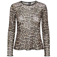 PIECES PCNESH LS O-NECK TOP SAND-J BY J Fashion