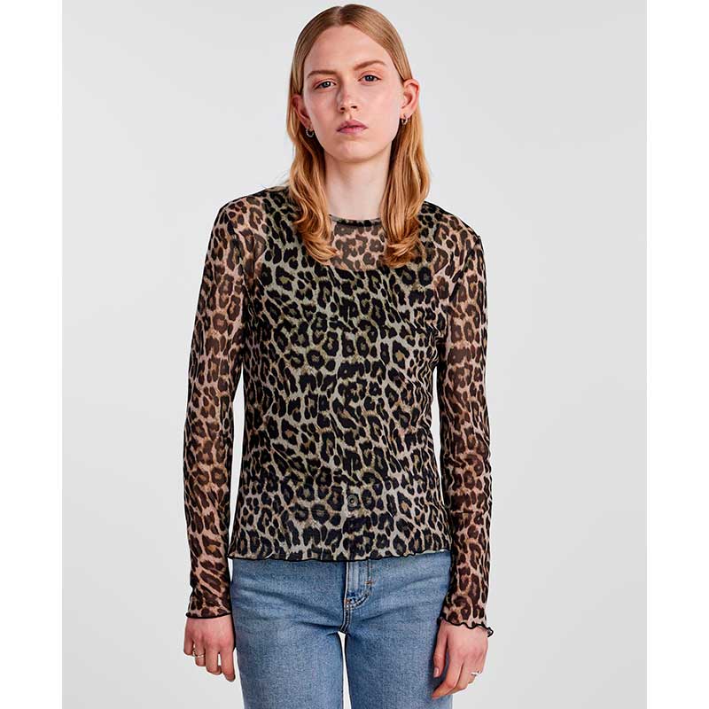 PIECES PCNESH LS O-NECK TOP SAND-J BY J Fashion