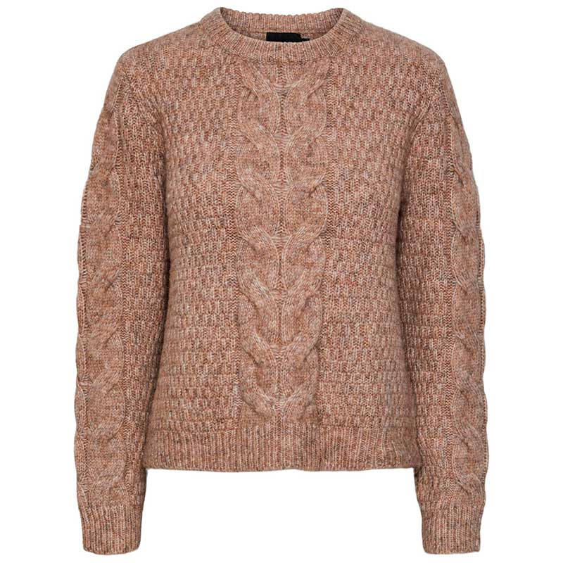 PIECES PCNINA LS O-NECK KNIT NOOS BC BRUN