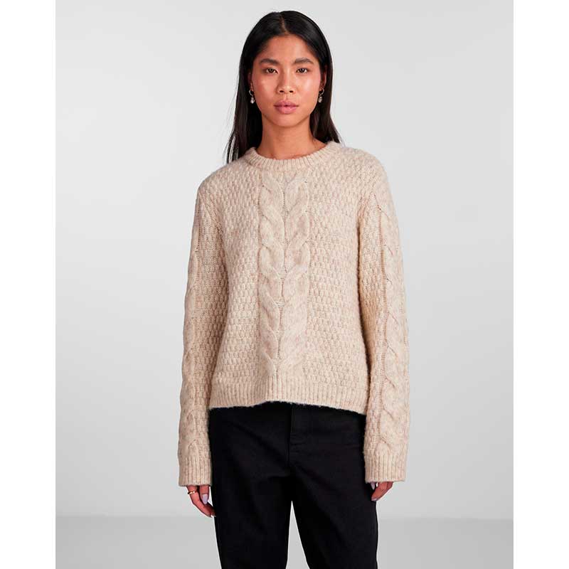 PIECES PCNINA LS O-NECK KNIT NOOS BC OFF WHITE