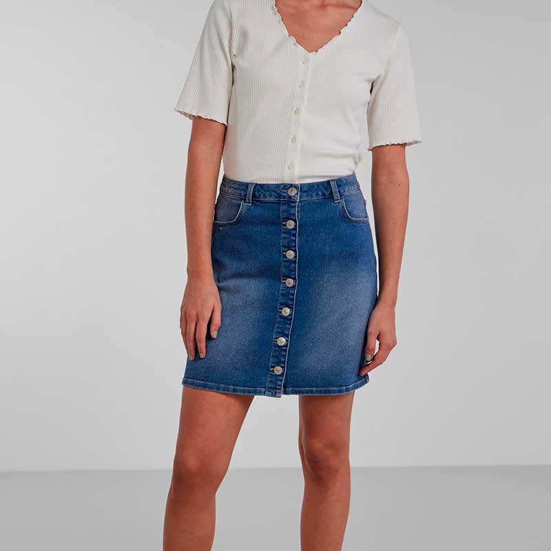 PIECES PCPEGGY HW SKIRT NOOS BC BLÅ