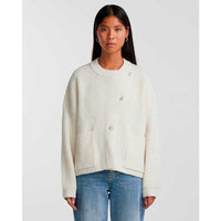 PIECES PCSIGA LS OVERLAP KNIT CARDIGAN PA BC OFF WHITE-J BY J Fashion