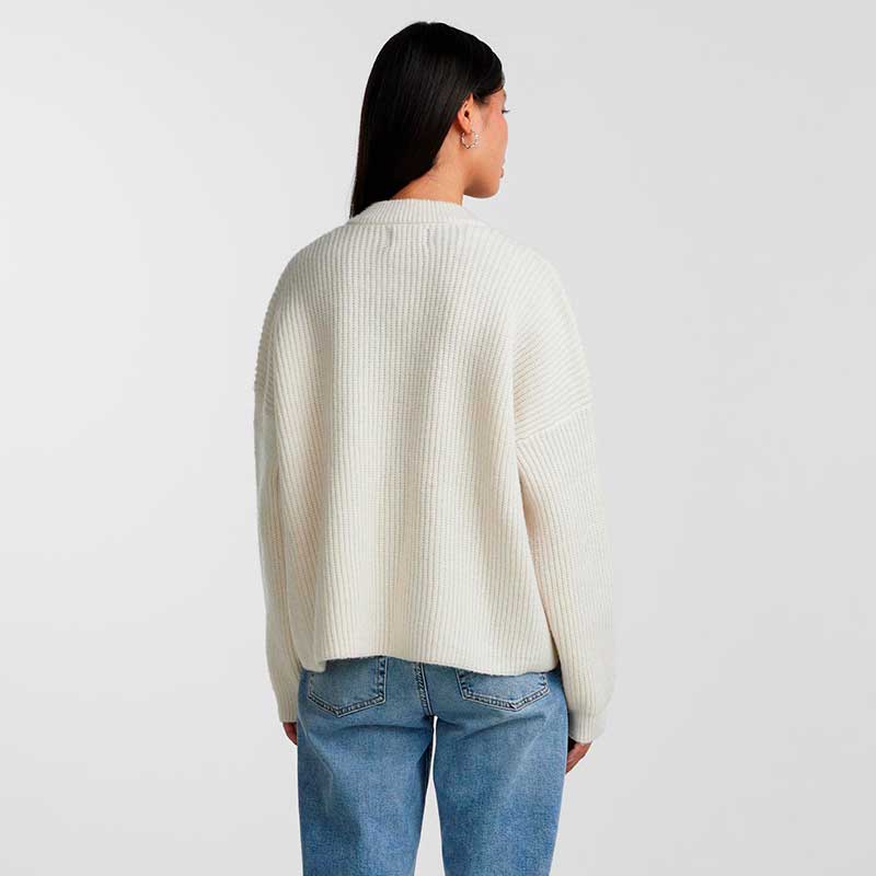 PIECES PCSIGA LS OVERLAP KNIT CARDIGAN PA BC OFF WHITE-J BY J Fashion