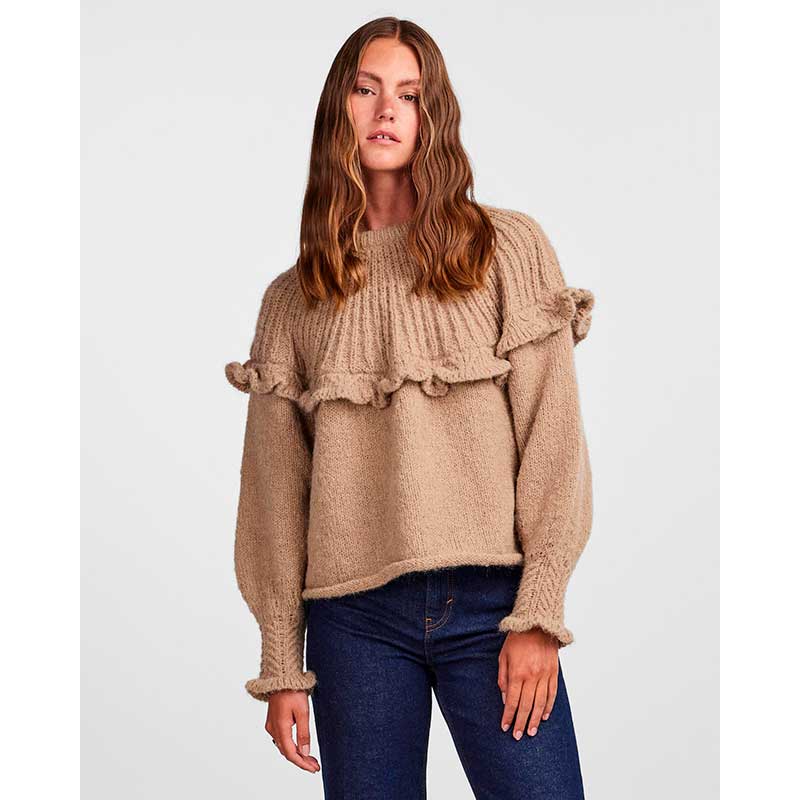 PIECES PCSIKKA LS ONECK KNIT BC SAND
