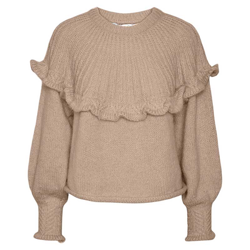 PIECES PCSIKKA LS ONECK KNIT BC SAND