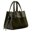 POURCHET PARIS 23131 SMALL BLOSSOM TWEED LEATHER BAG ARMY
