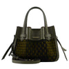 POURCHET PARIS 23131 SMALL BLOSSOM TWEED LEATHER BAG ARMY